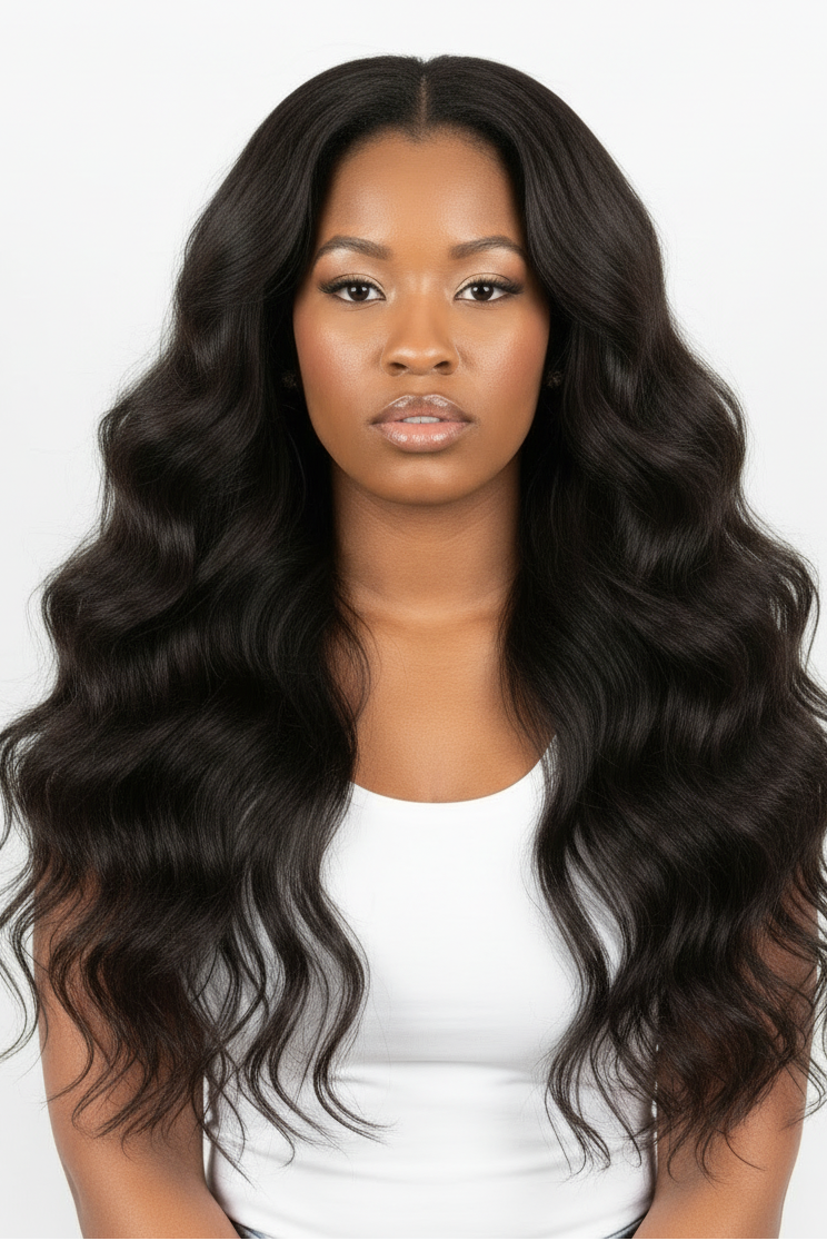 Framed Professional Model with Wavy Hair